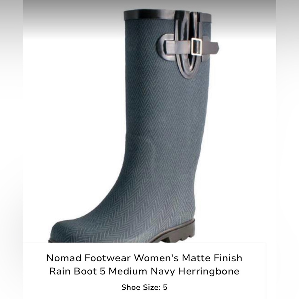Nomad Navy Herringbone Rain Boots